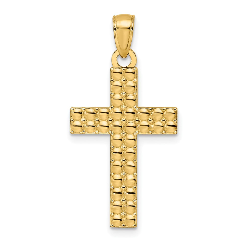 14K Polished / Textured Cross Pendant