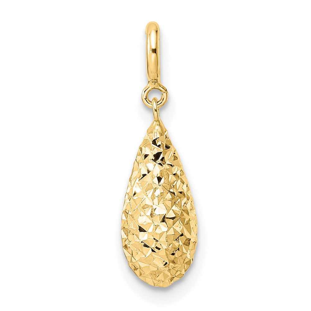 14K Diamond-cut Teardrop w/ Spring Ring Clasp Charm
