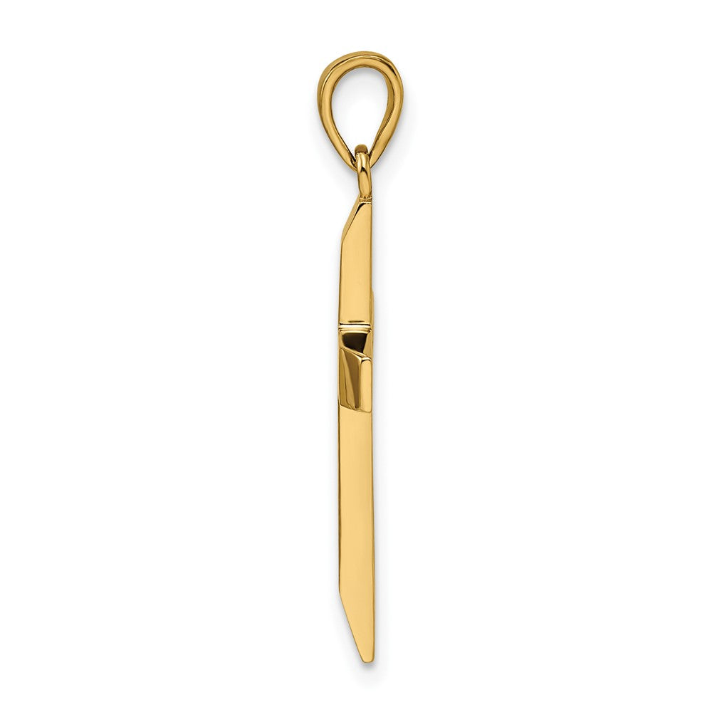 14k Satin/Polished Beveled Medium Latin Cross Pendant