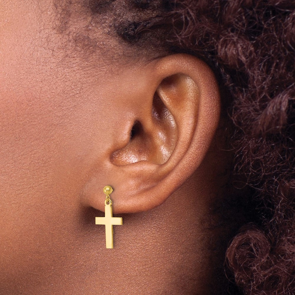 14k Polished Cross Earrings