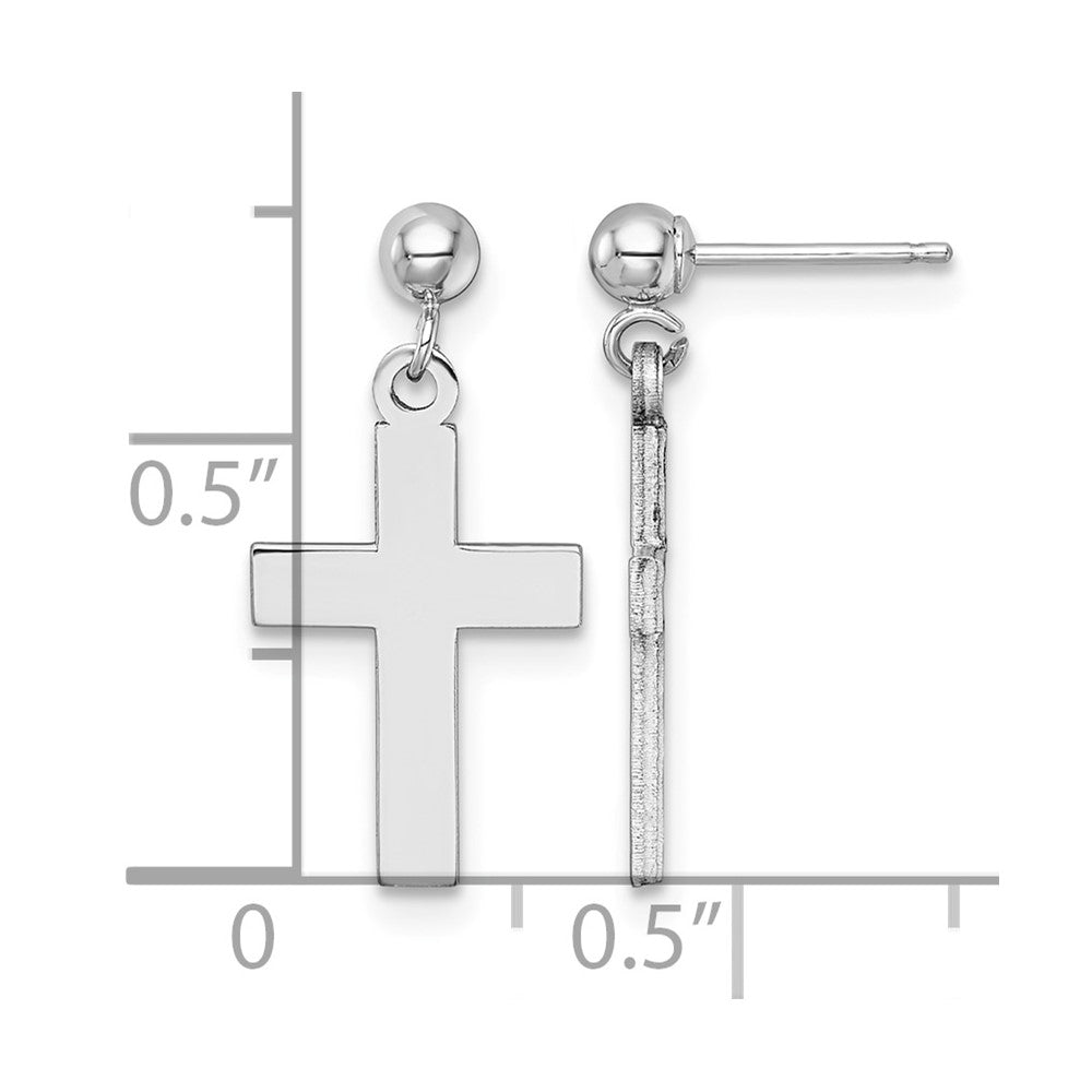 14k White Gold Polished Cross Earrings