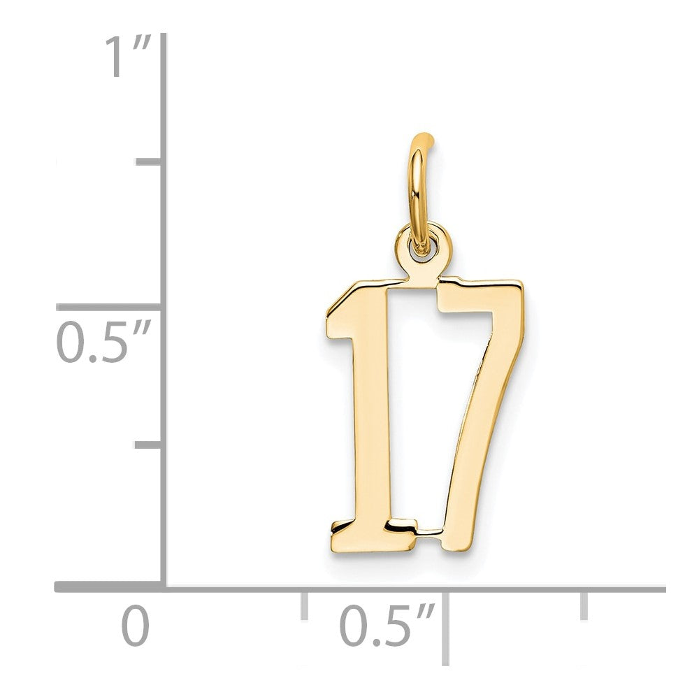 14kw Small Elongated Number 17 Charm