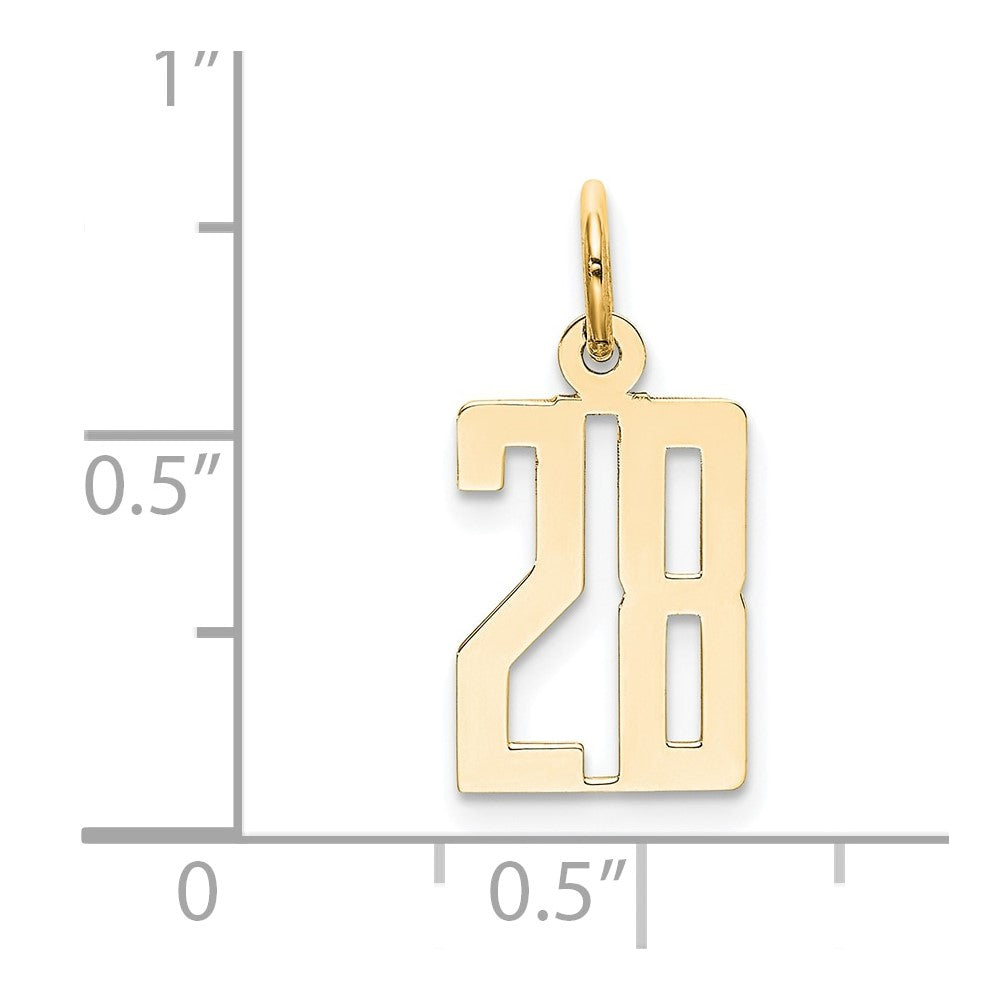 14k Small Elongated Number 28 Charm