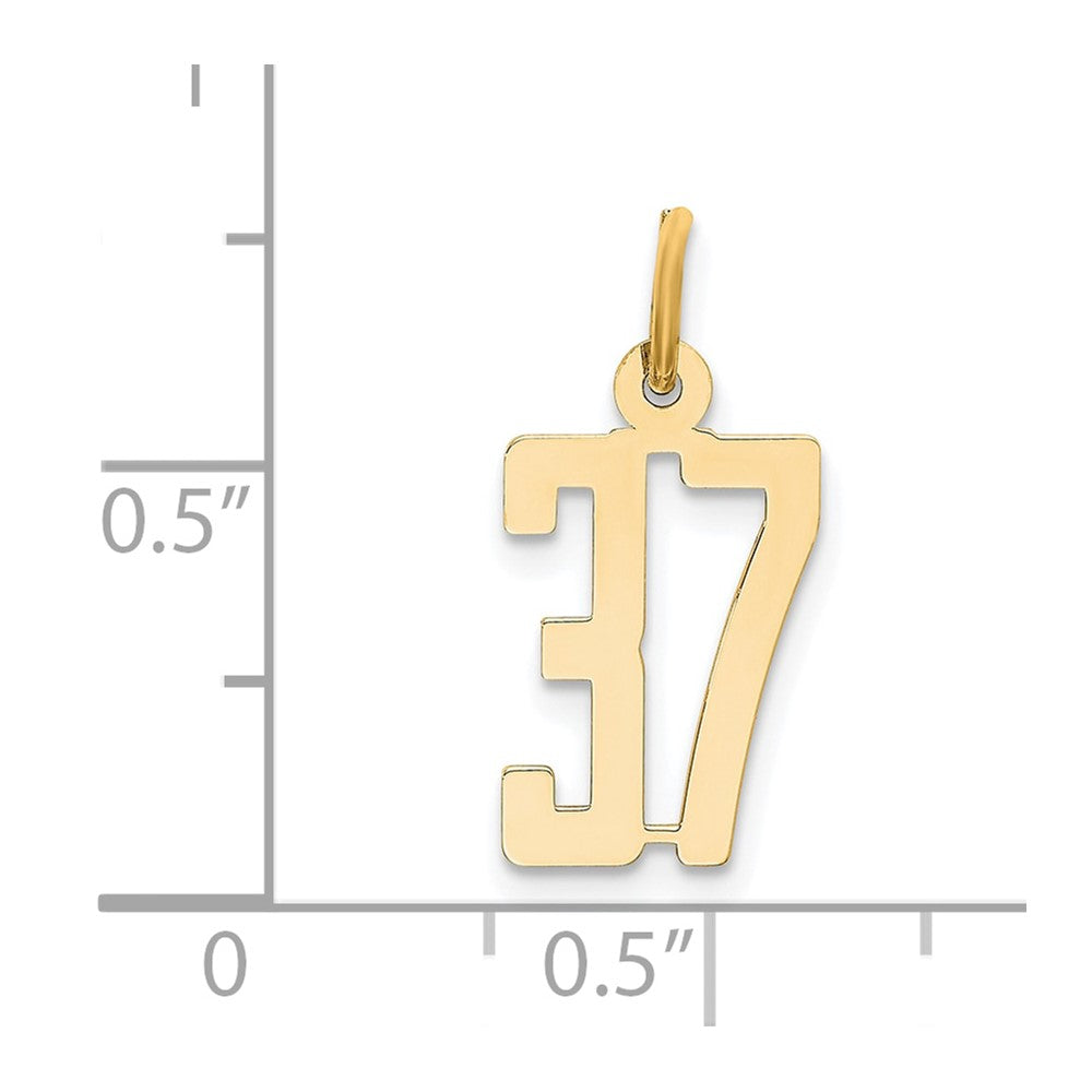 14k Small Elongated Number 37 Charm