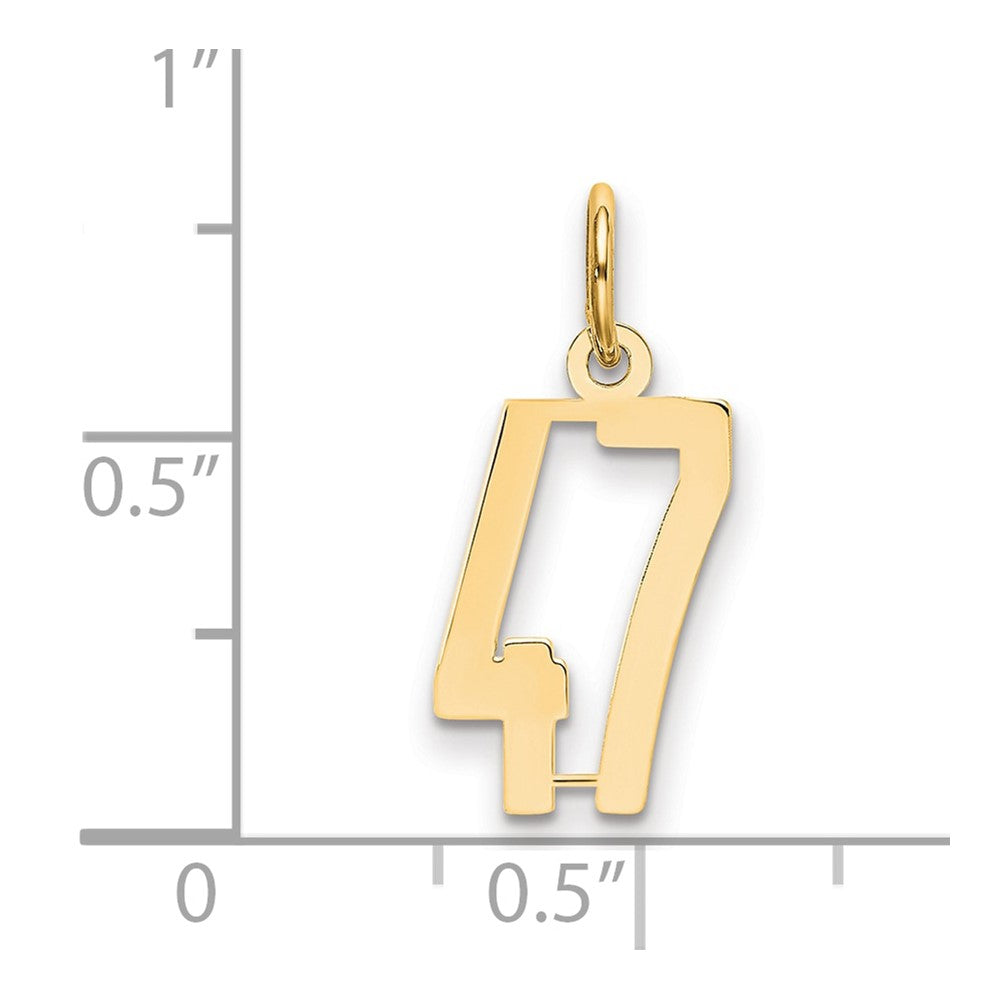 14k Small Elongated Number 47 Charm