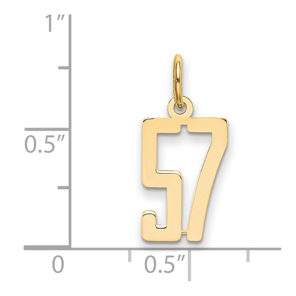14k Small Elongated Number 57 Charm
