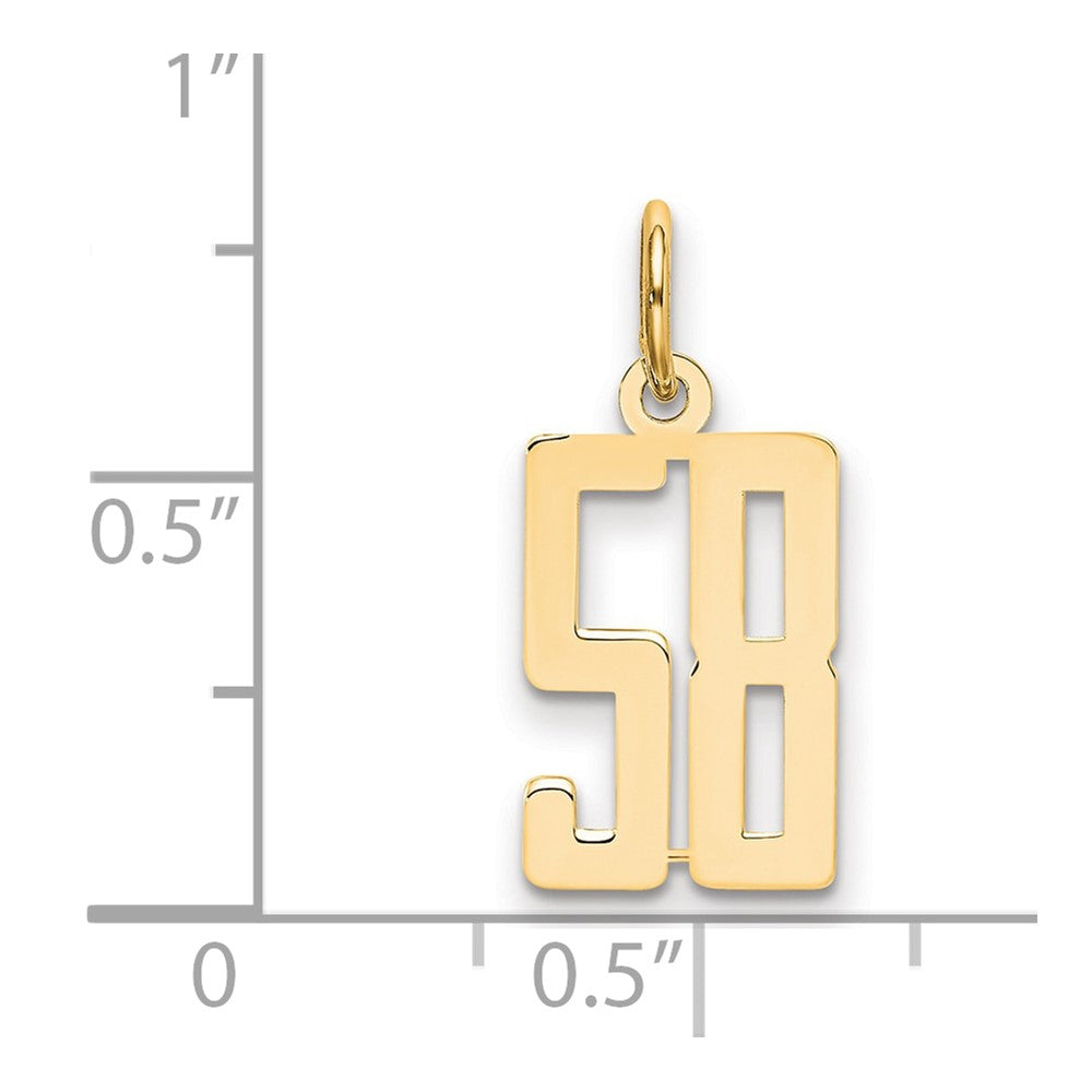 14k Small Elongated Number 58 Charm
