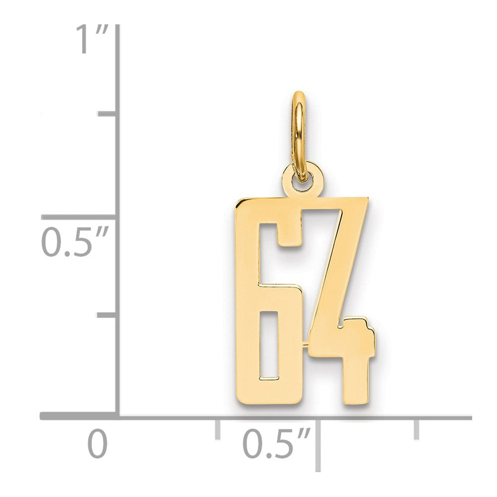 14k Small Elongated Number 64 Charm
