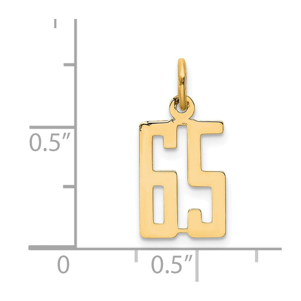 14k Small Elongated Number 65 Charm