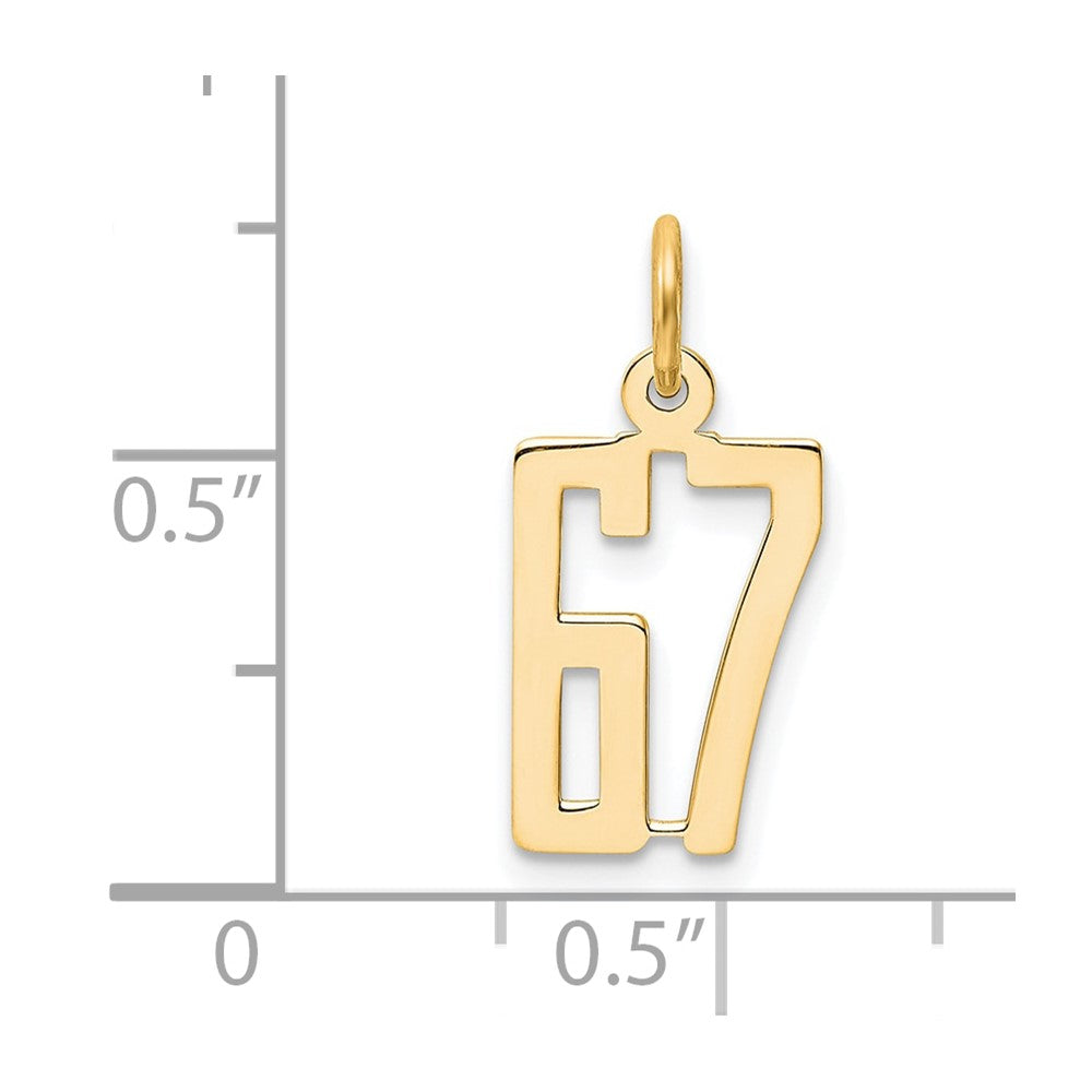 14k Small Elongated Number 67 Charm
