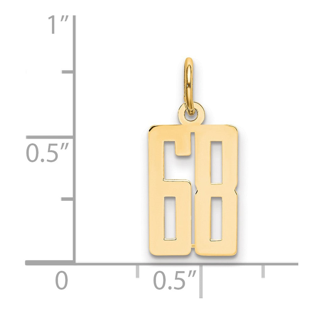 14k Small Elongated Number 68 Charm