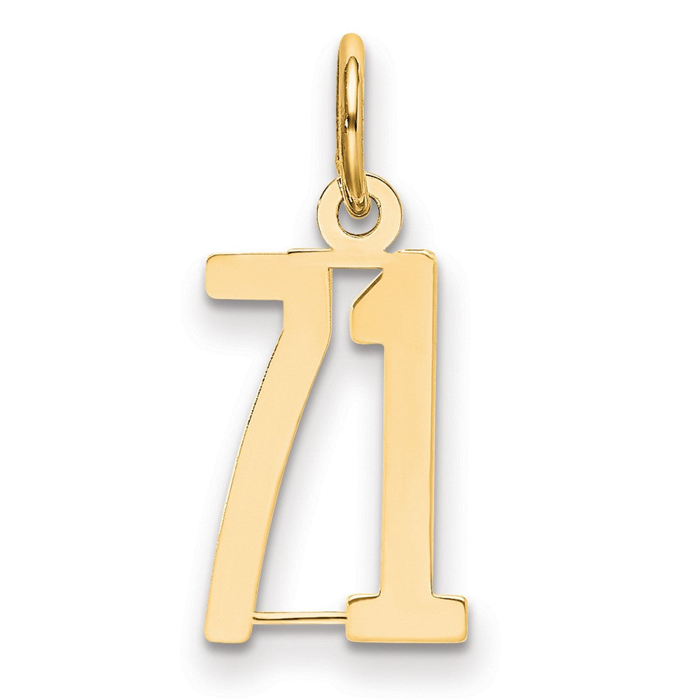 14k Small Elongated Number 71 Charm