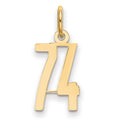14k Small Elongated Number 74 Charm