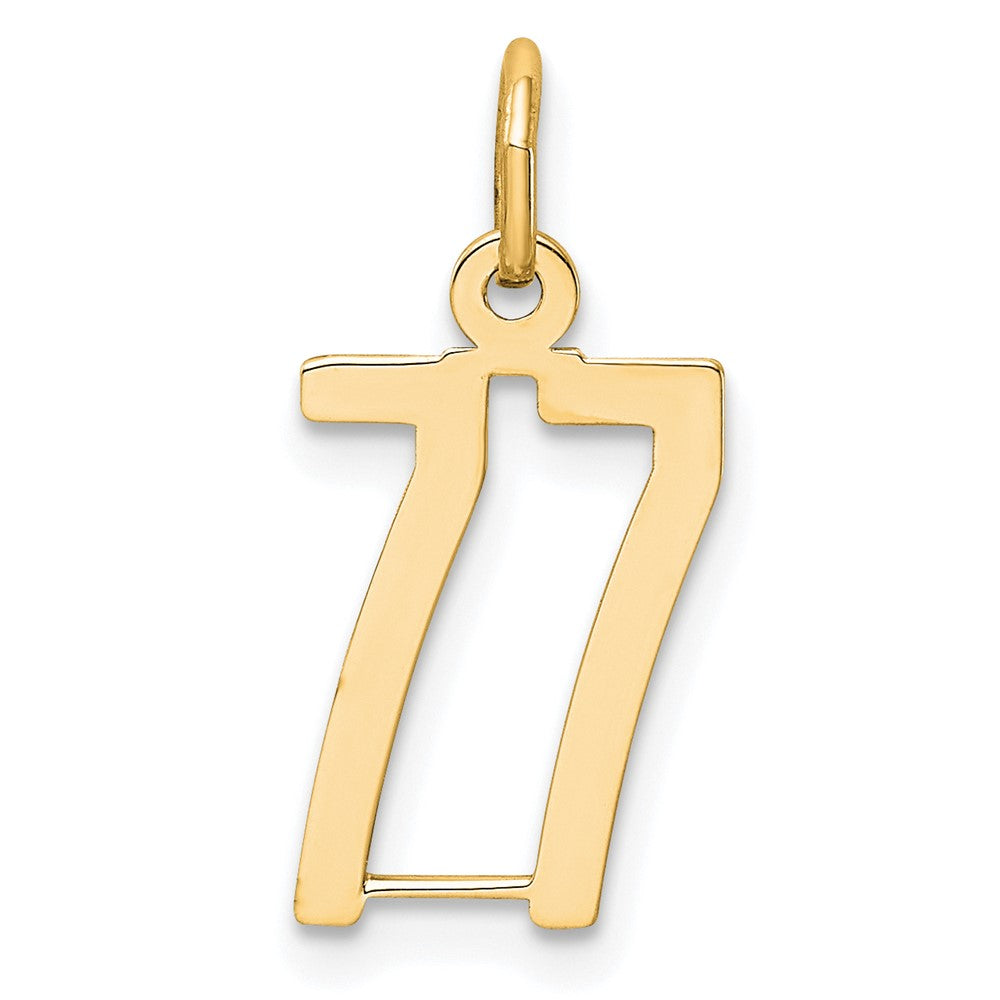 14k Small Elongated Number 77 Charm