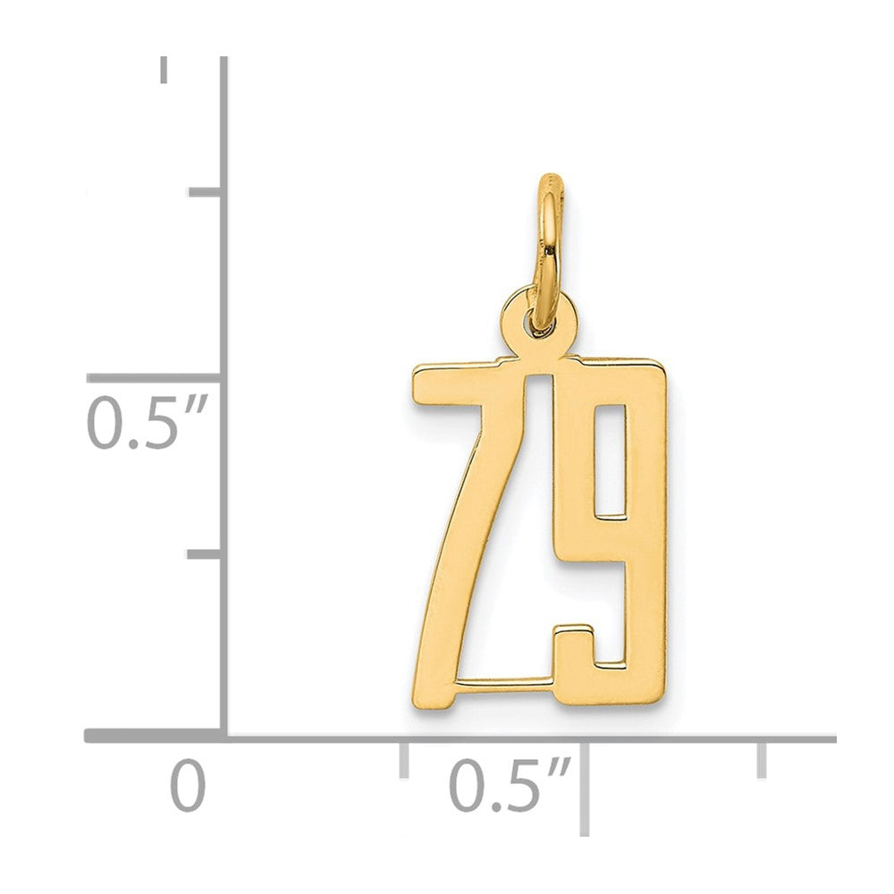 14k Small Elongated Number 79 Charm