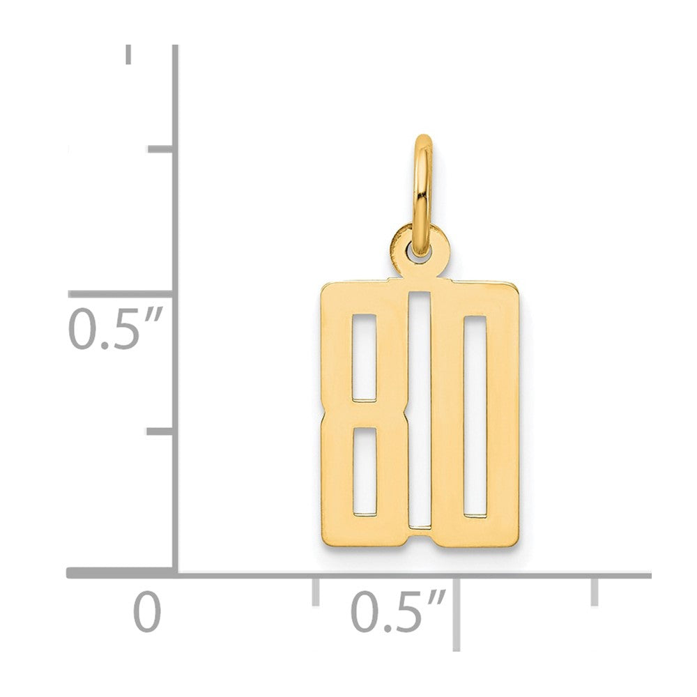14k Small Elongated Number 80 Charm