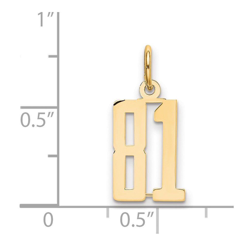 14k Small Elongated Number 81 Charm