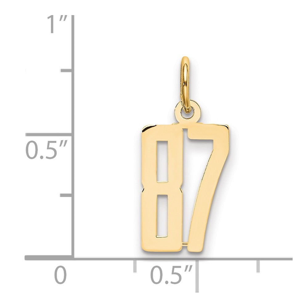14k Small Elongated Number 87 Charm