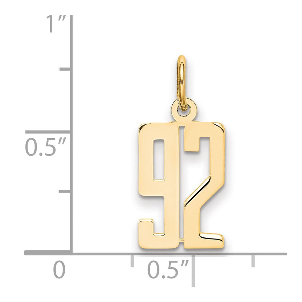 14k Small Elongated Number 92 Charm