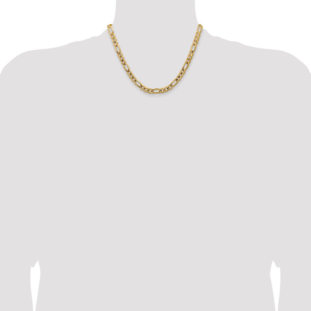 14k 7.5mm Concave Open Figaro Chain