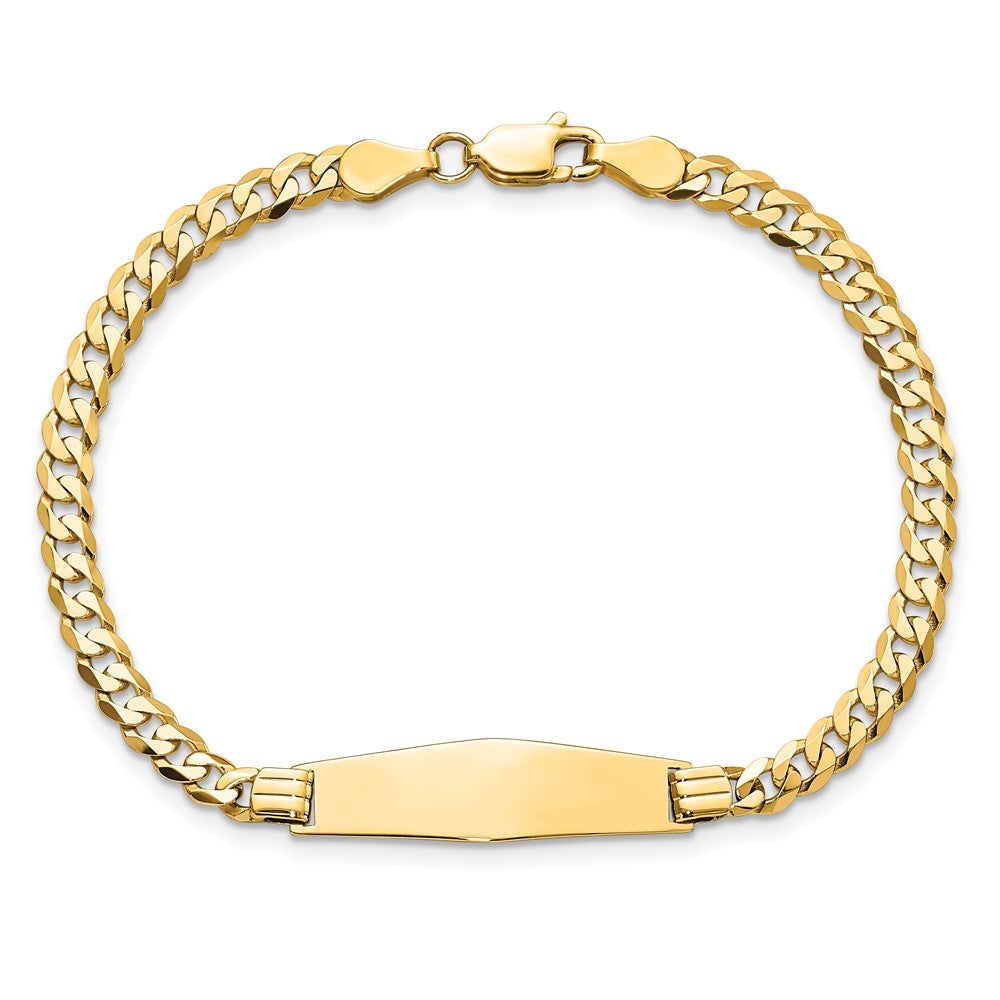 14k Soft Diamond Shape Curb Link ID Bracelet