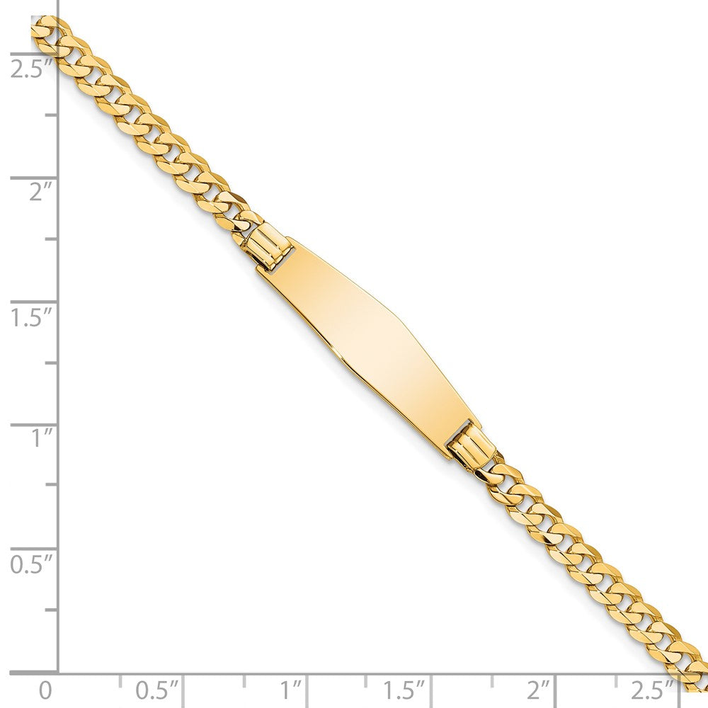 14k Soft Diamond Shape Curb Link ID Bracelet
