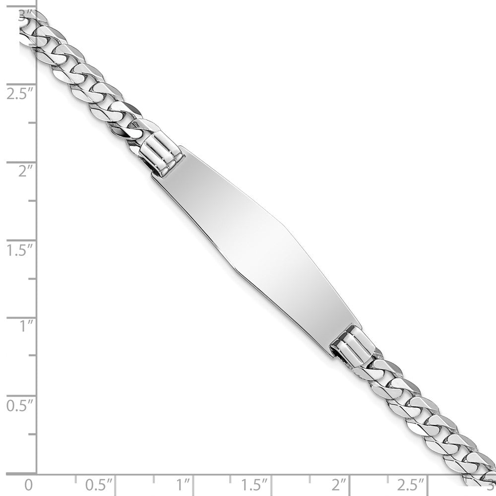 14k WG Flat Curb Link Soft Diamond Shape ID Bracelet