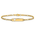 14k Cut-out Heart Figaro Link ID Bracelet
