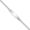 14k WG Flat Curb Link Soft Diamond Shape ID Bracelet