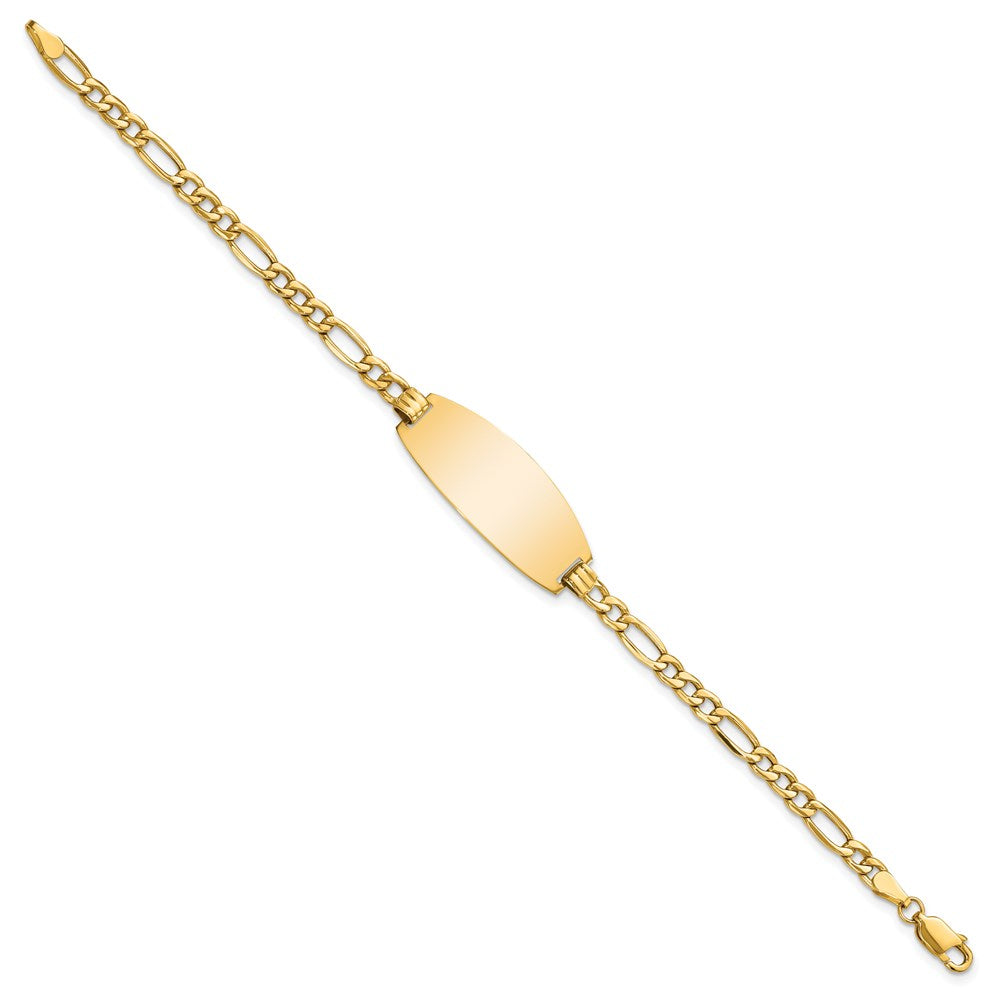 14k Semi-Solid Oval Figaro ID Bracelet