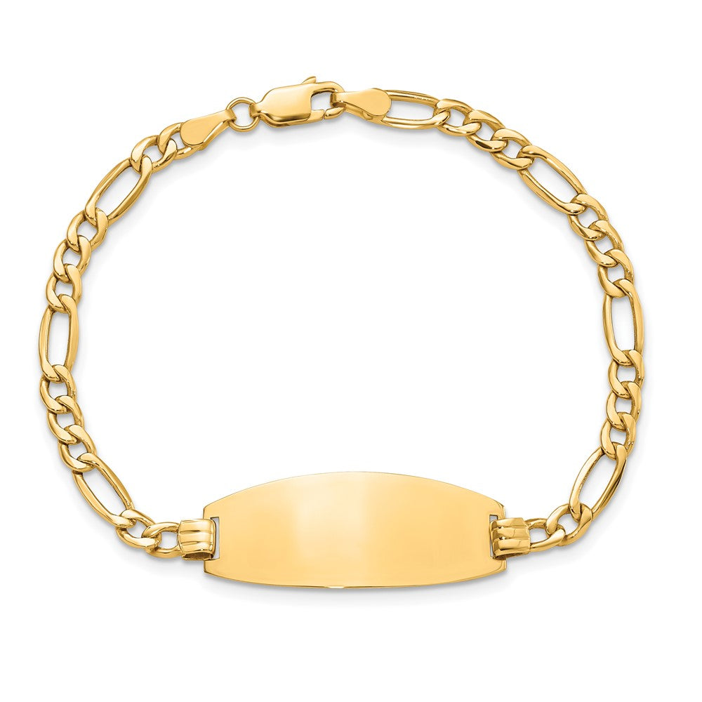 14k Semi-Solid Oval Figaro ID Bracelet
