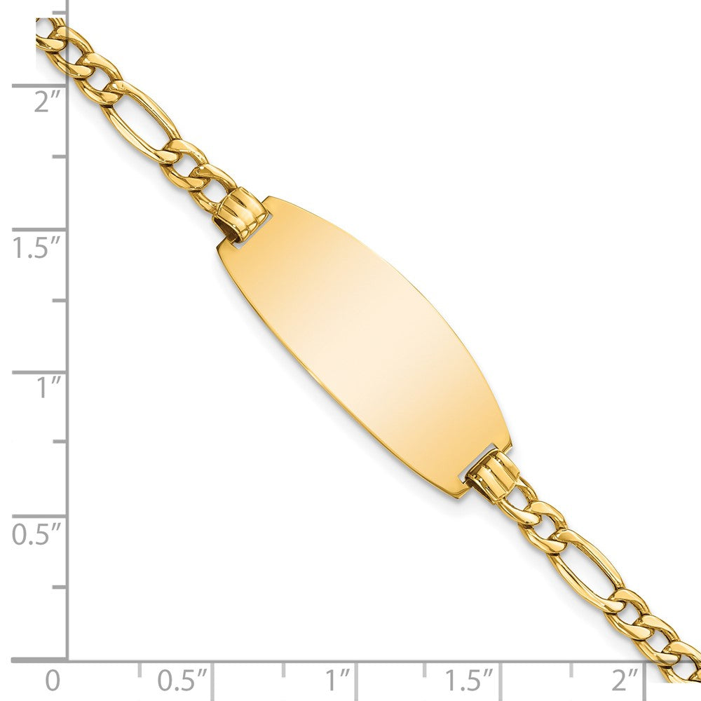 14k Semi-Solid Oval Figaro ID Bracelet