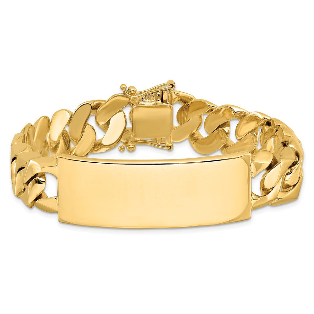 14k Hand-polished Heavy Curb Link ID Bracelet