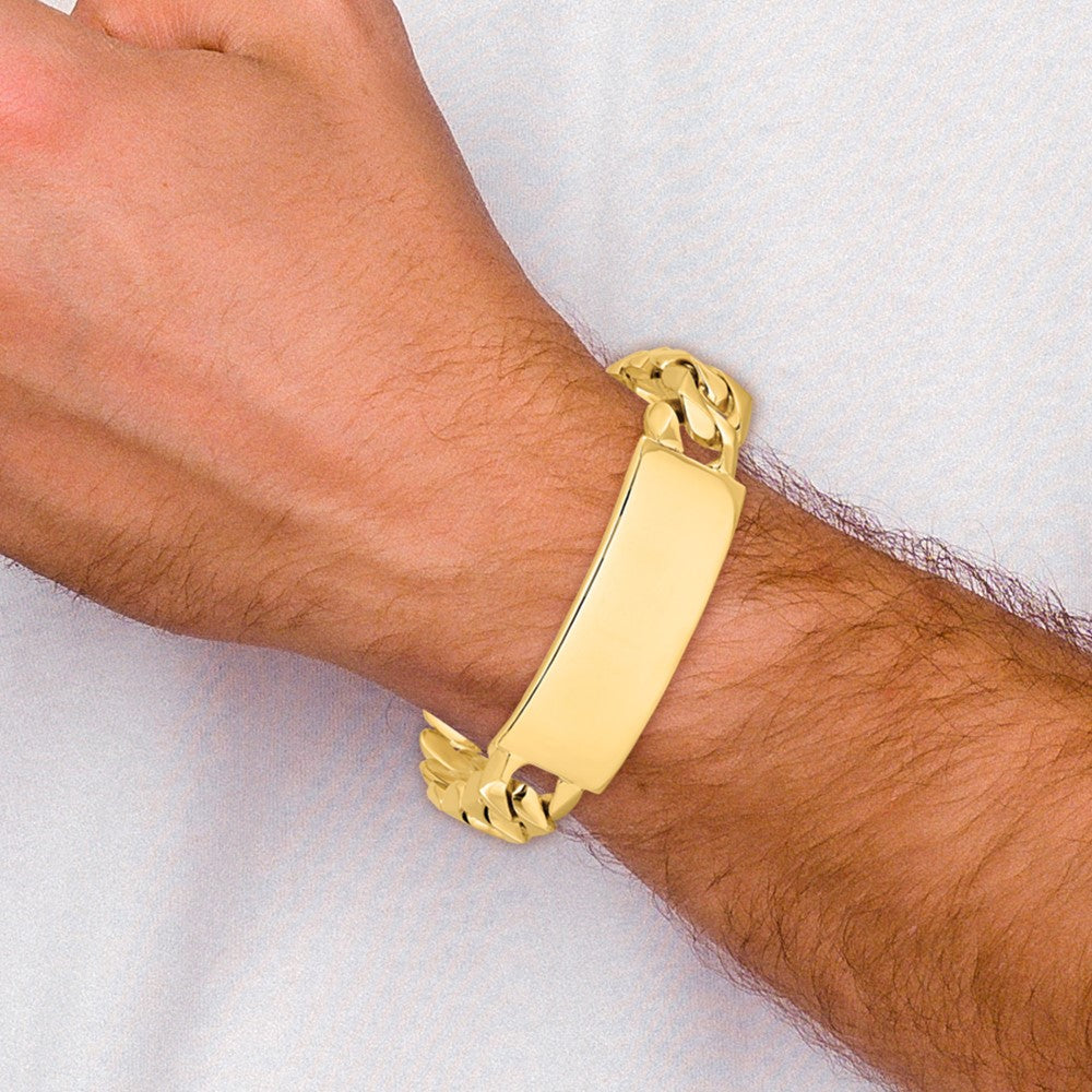 14k Hand-polished Heavy Curb Link ID Bracelet