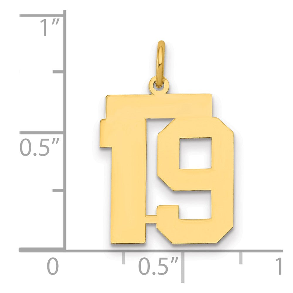 14k Medium Polished Number 19 Charm