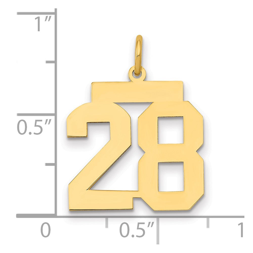 14k Medium Polished Number 28 Charm