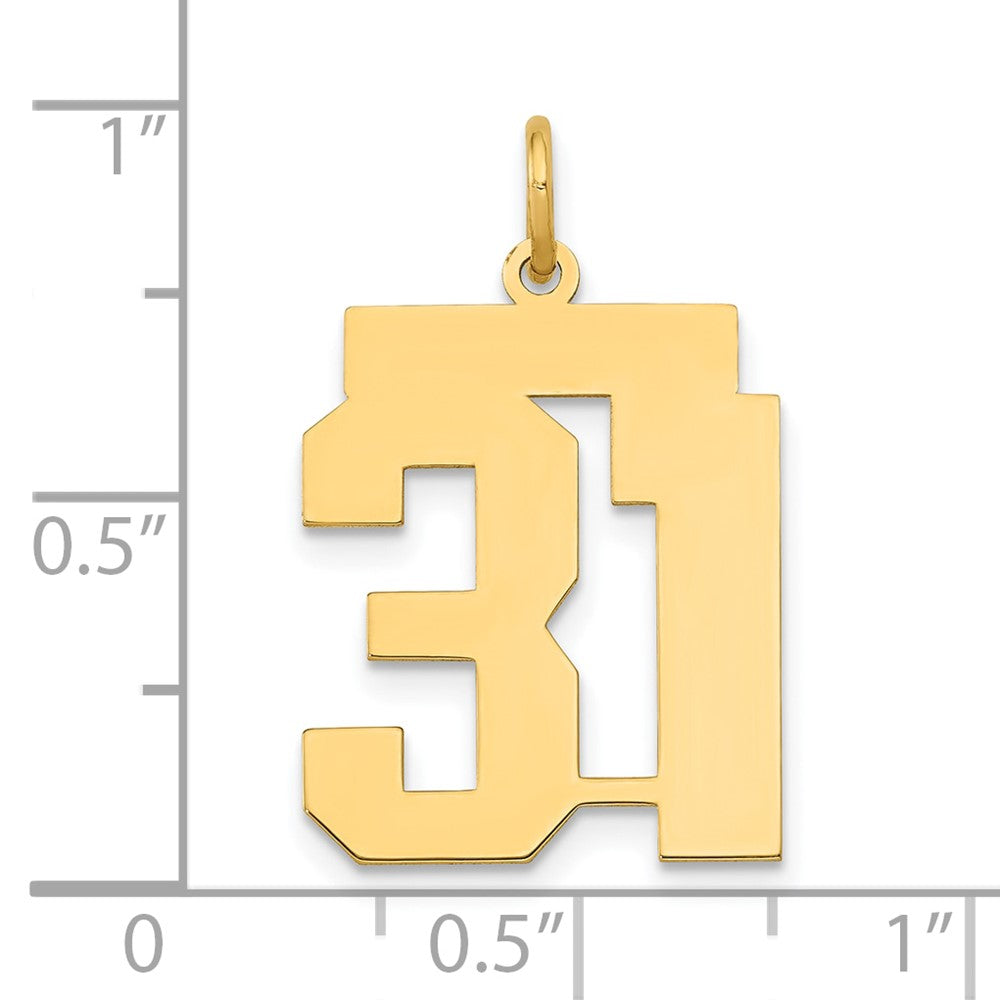 14k Medium Polished Number 31 Charm