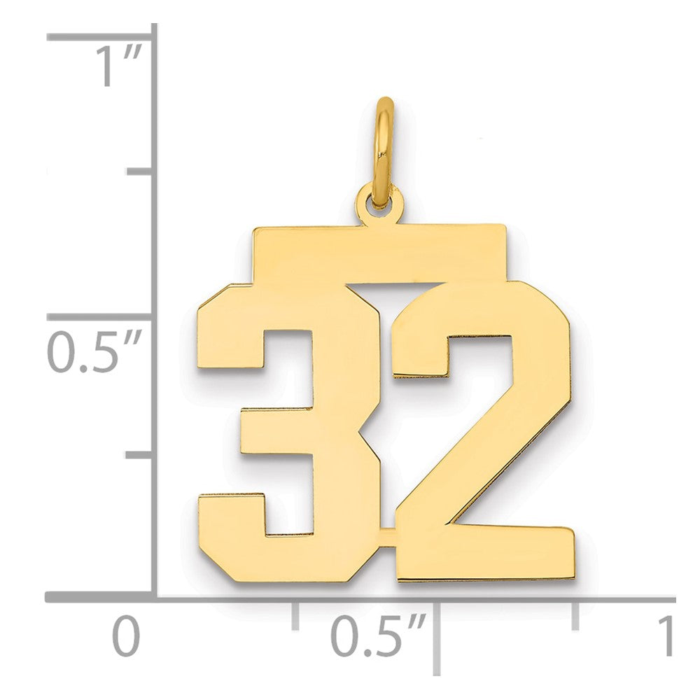 14k Medium Polished Number 32 Charm
