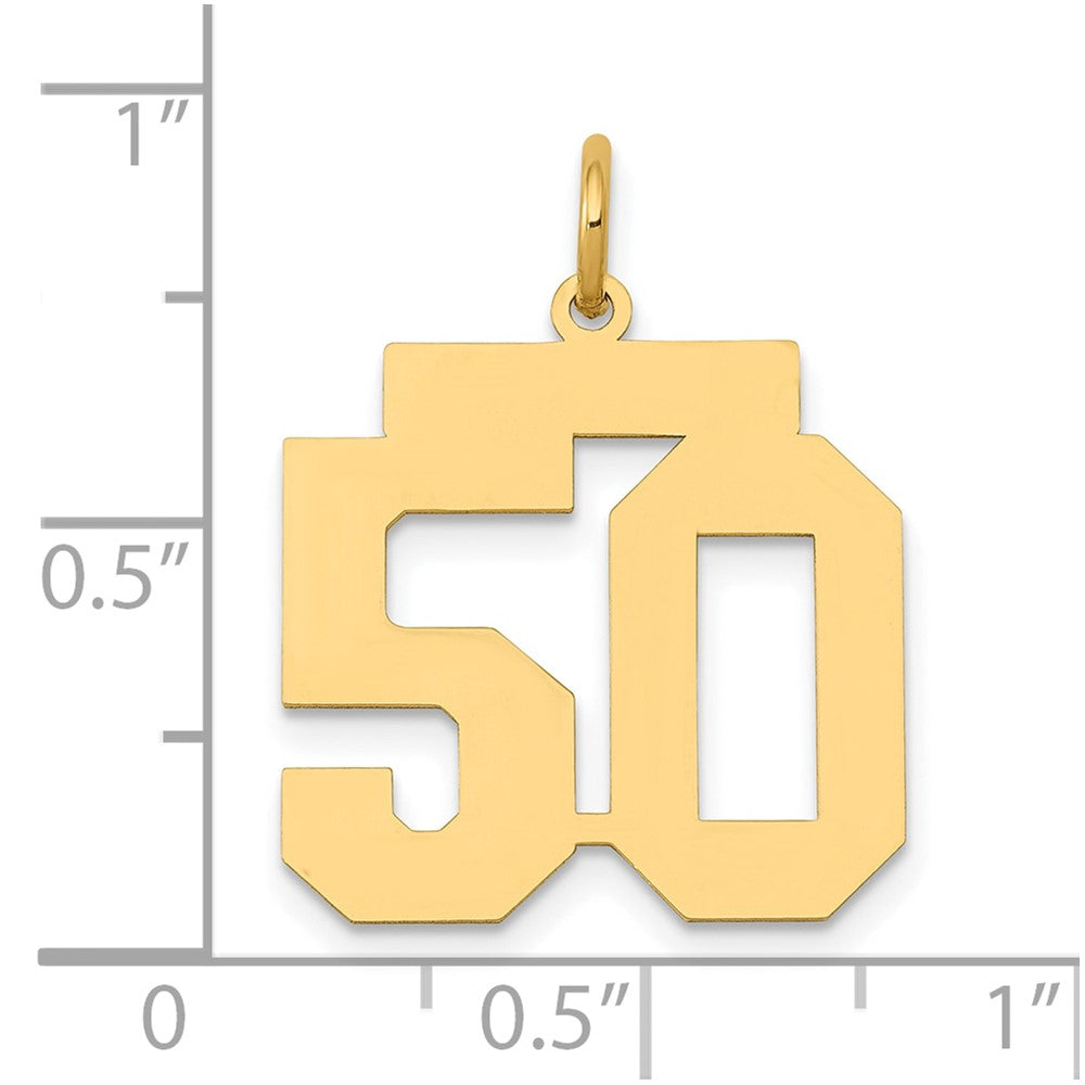 14k Medium Polished Number 50 Charm