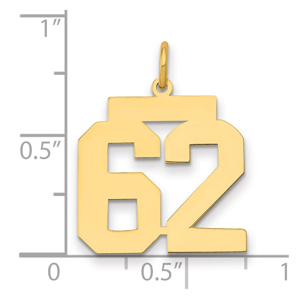 14k Medium Polished Number 62 Charm