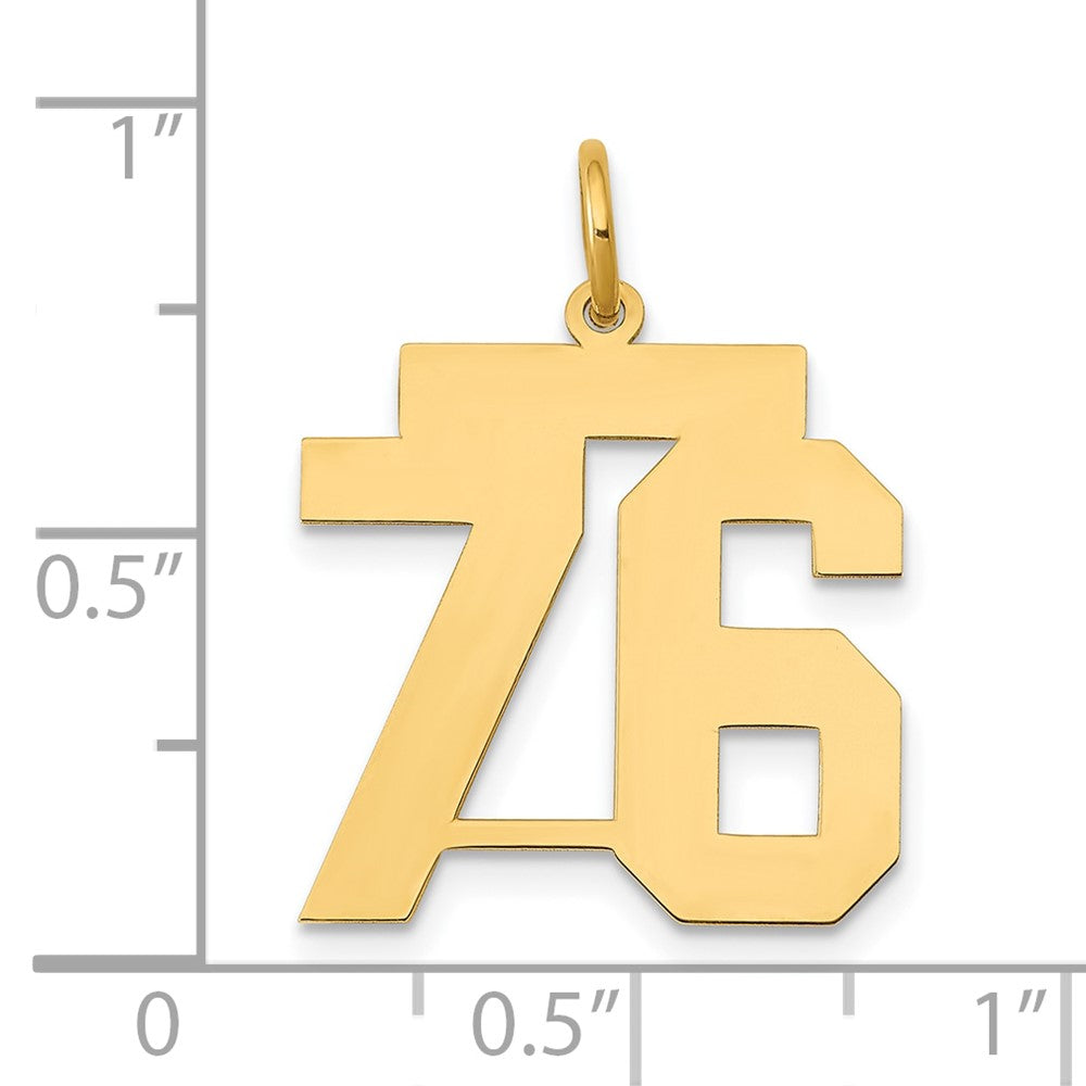 14k Medium Polished Number 76 Charm