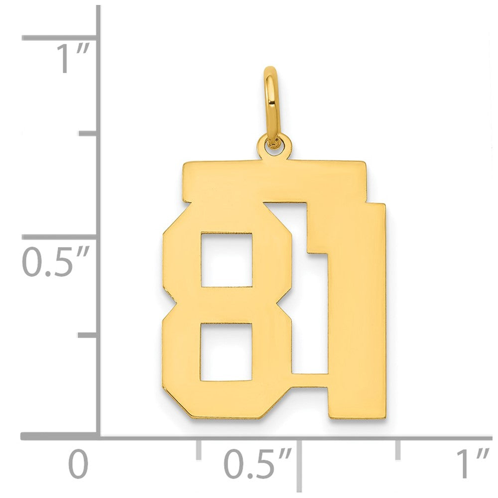 14k Medium Polished Number 81 Charm