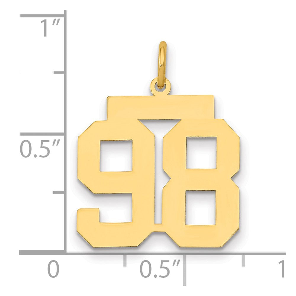 14k Medium Polished Number 98 Charm