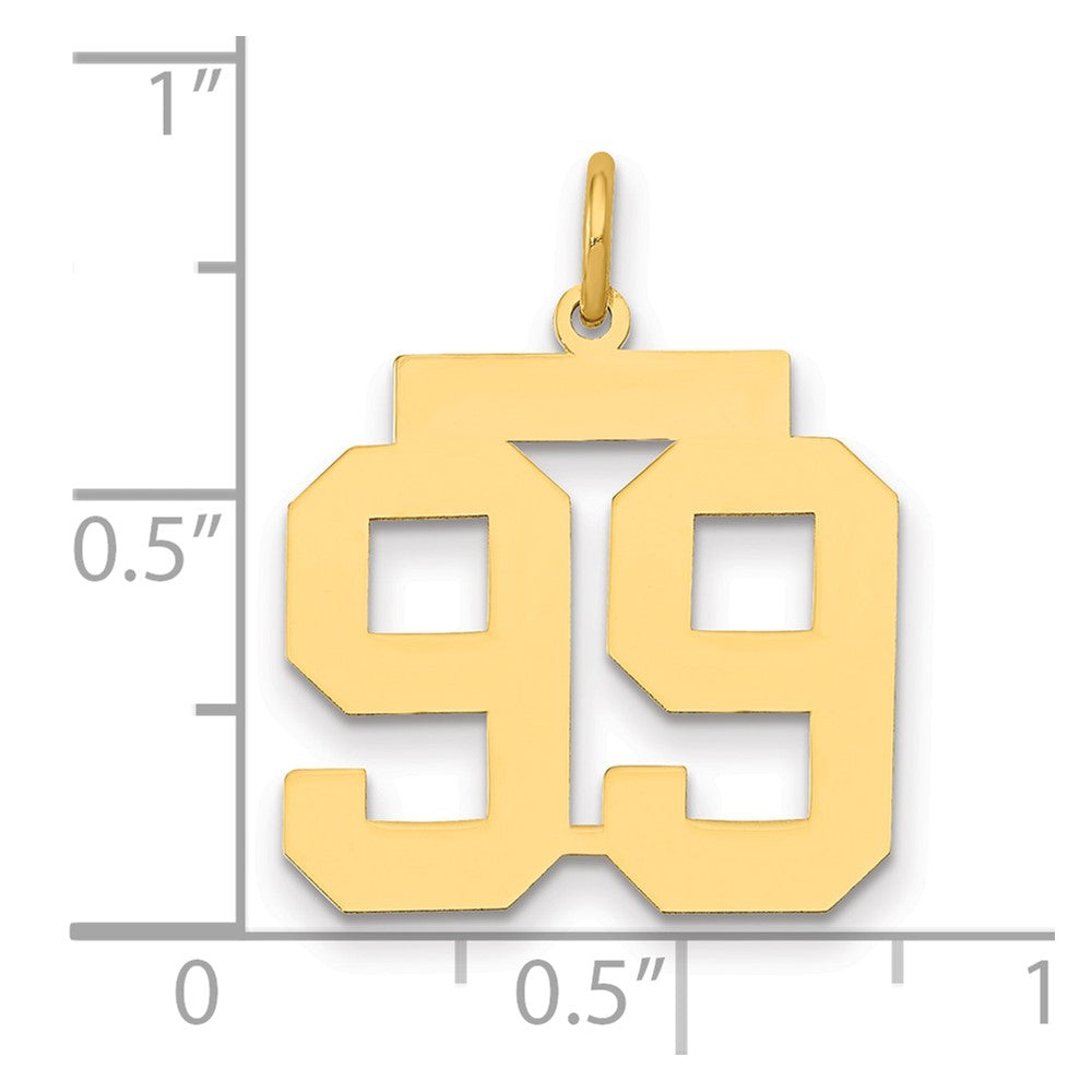 14k Medium Polished Number 99 Charm