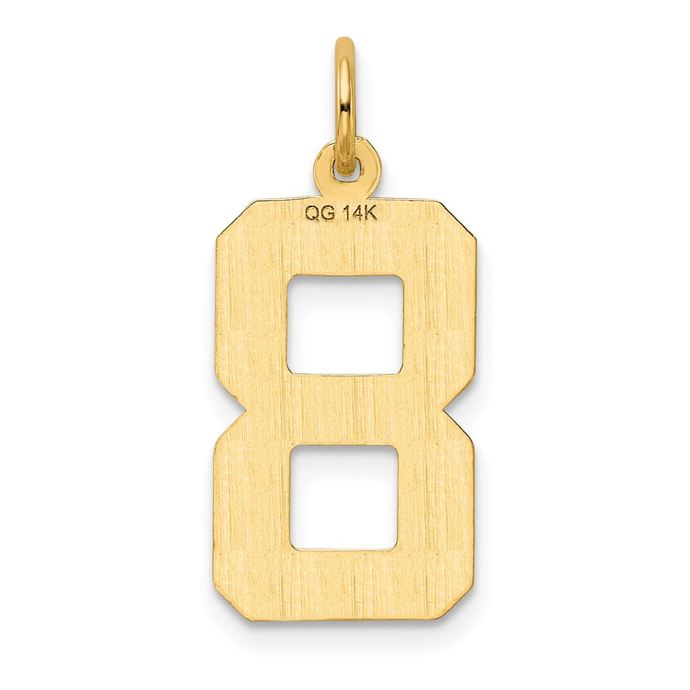 14k Large Brushed Diamond-cut Number 8 Charm
