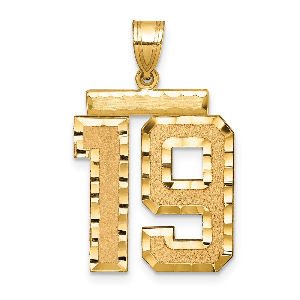 14k Large Brushed Diamond-cut Number 19 Charm