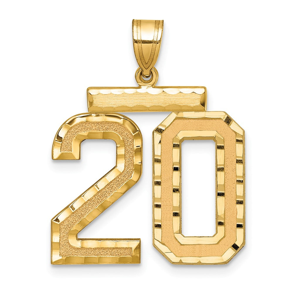 10k Large Brushed Diamond-cut Number 20 Charm