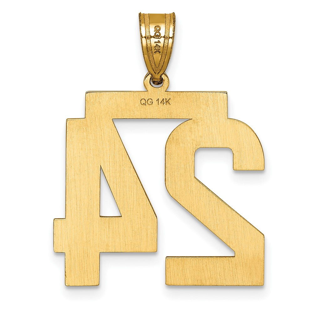 14k Large Brushed Diamond-cut Number 24 Charm