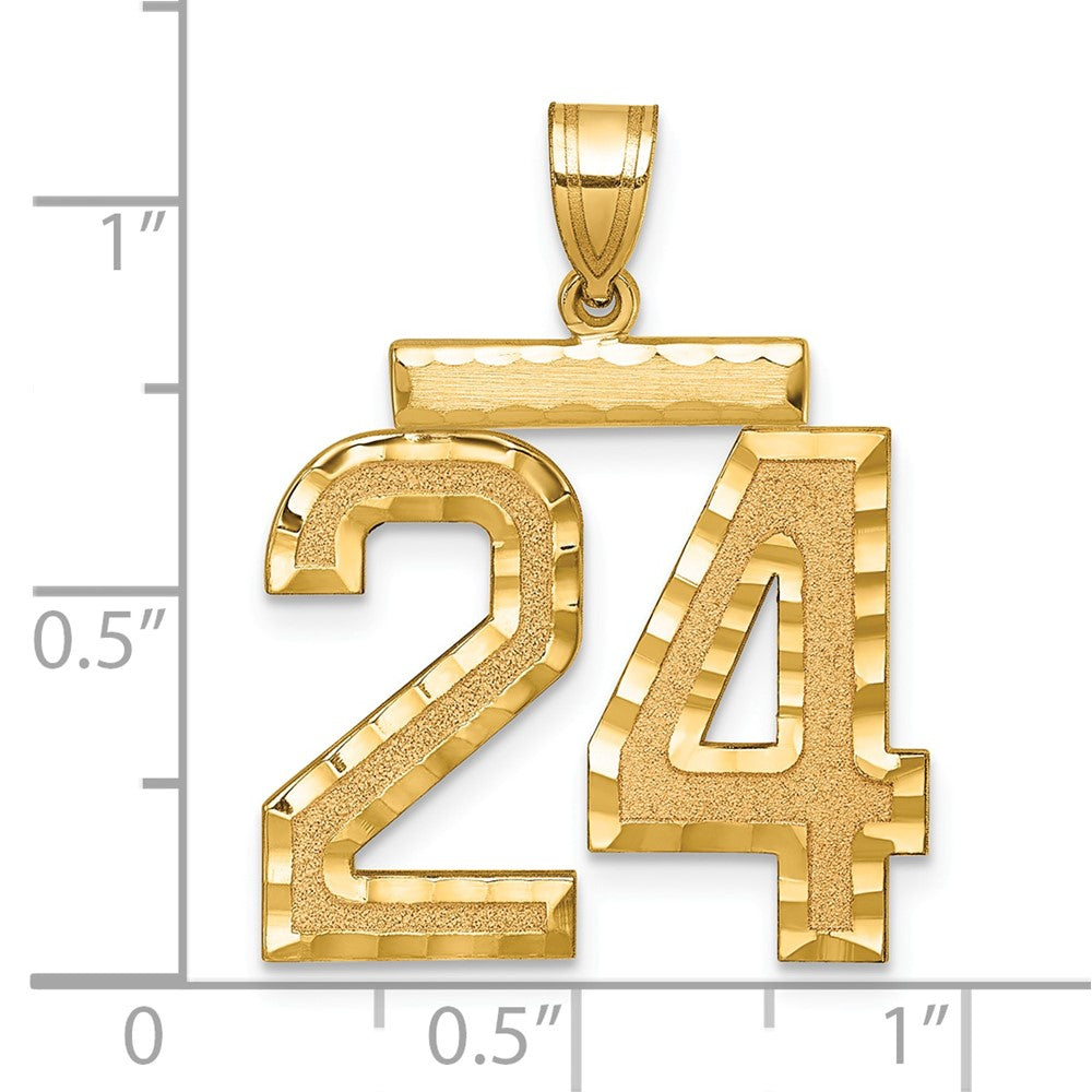 14k Large Brushed Diamond-cut Number 24 Charm