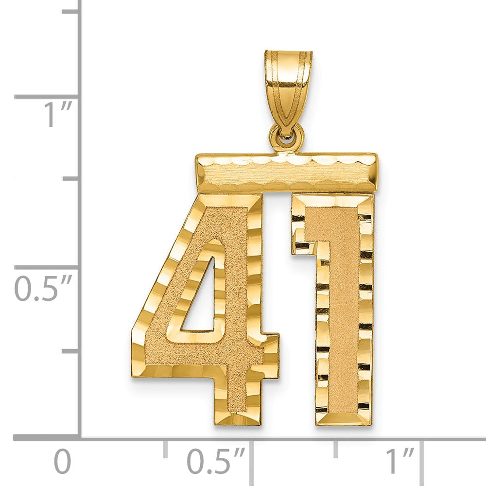 14k Large Brushed Diamond-cut Number 41 Charm